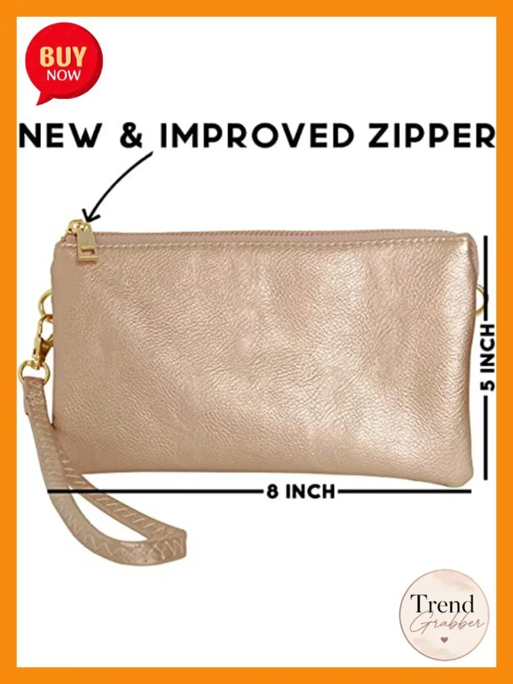 Vegan Leather Wristlet Purse - Convertible Crossbody Clutch with 2 Straps